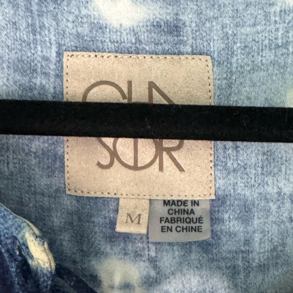 Chaser Long Sleeve Wood Button Tie Dye Tassel Lace Up Top - Picture 3 of 6